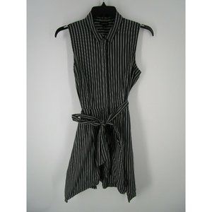 Who What Wear Button Up Belted Striped Sleeveless Casual Dress